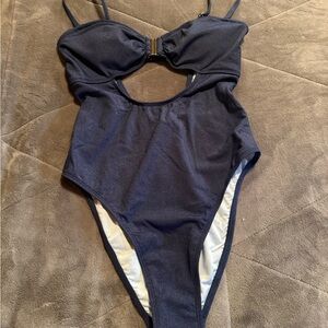 Cupshe Navy Blue Women Swim One Piece
